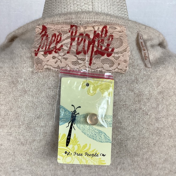 FREE PEOPLE Embellished Cardigan Sweater Oatmeal NWT Art to Wear - Picture 8 of 10